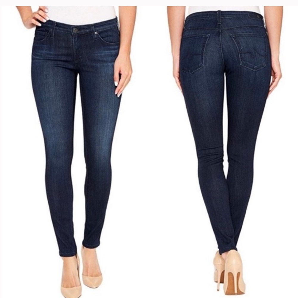 AG Adriano Goldschmied Legging Ankle Super Skinny Raw Hem Dark Wash Jeans 26R